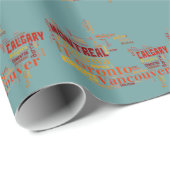 Canada Word Art Cities Cadeaupapier (Rol Hoek)