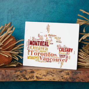 Canada Word Art Cities Fotoplaat