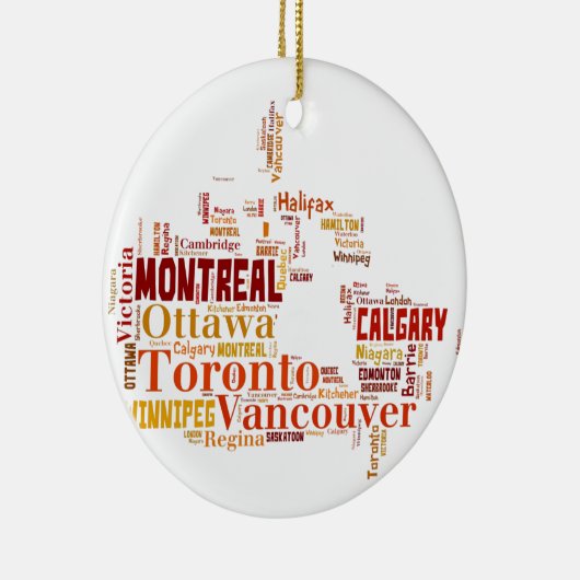 Canada Word Art Cities Keramisch Ornament (Rechts)