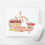 Canada Word Art Cities Muismat (Met muis)