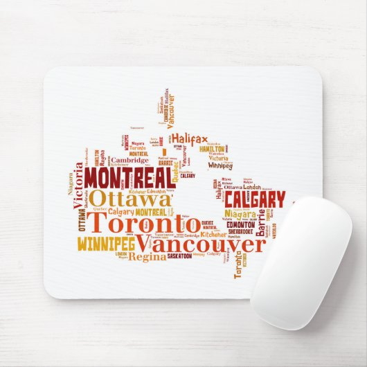 Canada Word Art Cities Muismat (Met muis)