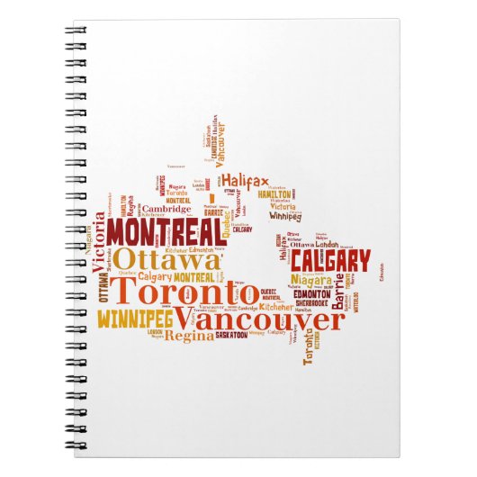 Canada Word Art Cities Notitieboek (Voorkant)