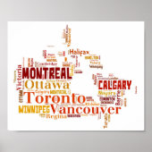 Canada Word Art Cities Poster (Voorkant)