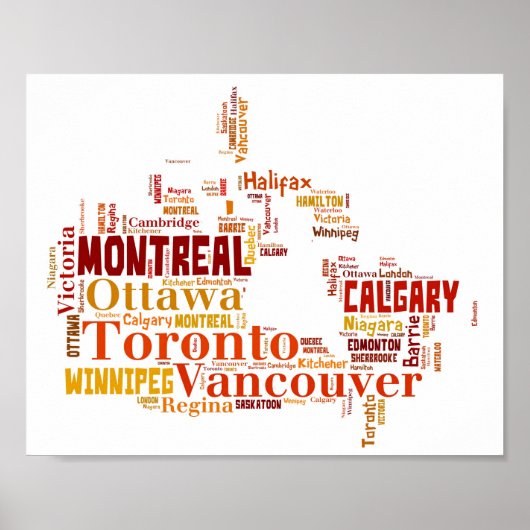 Canada Word Art Cities Poster (Voorkant)