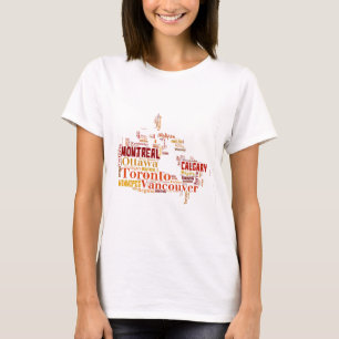 Canada Word Art Cities T-shirt