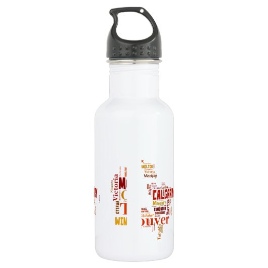 Canada Word Art Cities Waterfles (Achterkant)