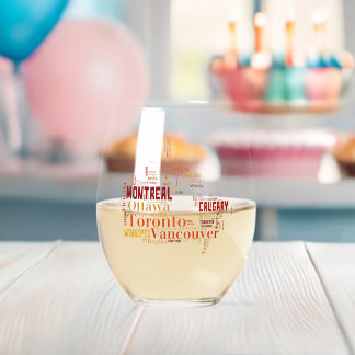 Canada Word Art Cities Wijnglas Zonder Voet