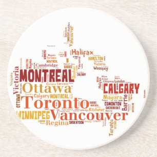 Canada Word Art Cities Zandsteen Onderzetter
