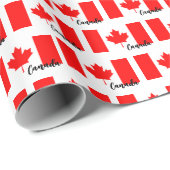 Canada Wrapping Paper, Canadian Flag Patriot White Cadeaupapier (Rol Hoek)