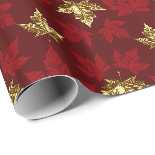 Canada Wrapping Paper Gold Canada Souvenir Paper Cadeaupapier (Rol Hoek)