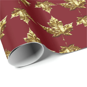 Canada Wrapping Paper Gold Canada Souvenir Paper Cadeaupapier