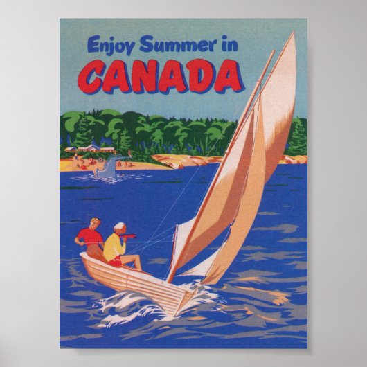 Canada, Zeilboot, Vintage Travel Poster (Voorkant)