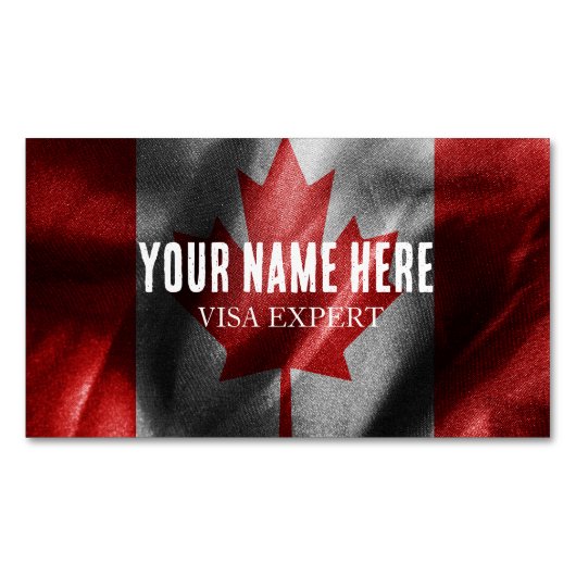 Canada zijden vlag magnetisch visitekaartje (Voorkant)