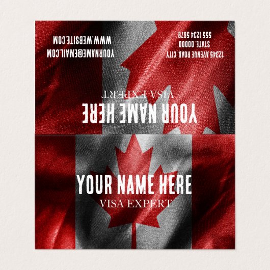 Canada zijden vlag visitekaartje (Buitenkant ongevouwen)
