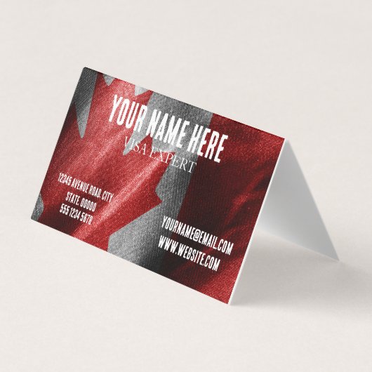 Canada zijden vlag visitekaartje (Achterkant)