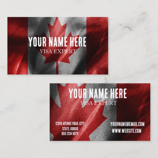 Canada zijden vlag visitekaartje (Voorkant / Achterkant)