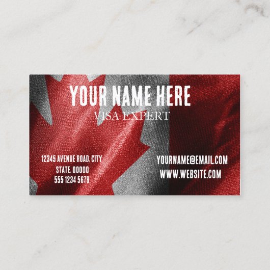 Canada zijden vlag visitekaartje (Achterkant)