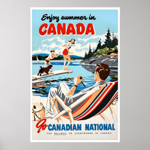 Canada Zomer Kunst Vintage Reisposter Canadese Poster