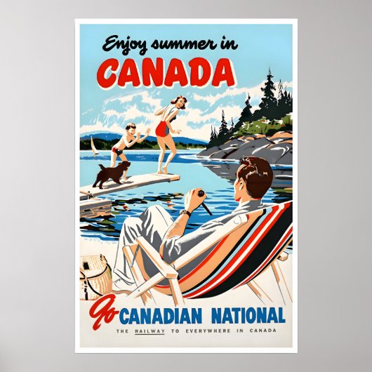 Canada Zomer Kunst Vintage Reisposter Canadese Poster (Voorkant)