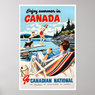 Canada Zomer Kunst Vintage Reisposter Canadese Poster