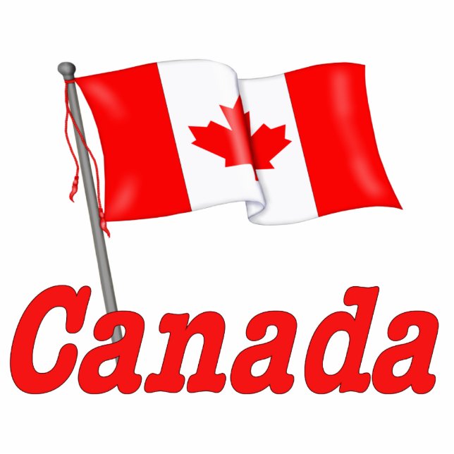 Canada zwaaiende vlag staand fotobeeldje  (Voorkant)