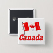 Canada zwaaiende vlag vierkante button 5,1 cm (Voorkant /achterkant)