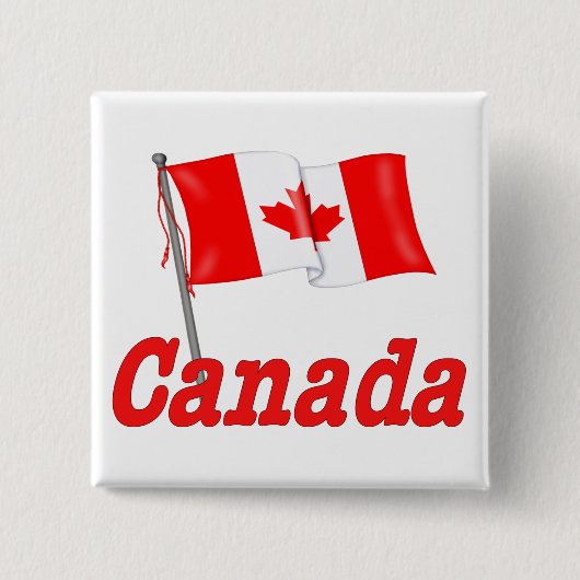 Canada zwaaiende vlag vierkante button 5,1 cm (Voorkant)