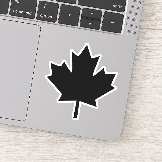 Canada Zwart Schets Stijlvol Maple Leaf Sticker (Detail)