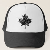 Canada Zwart Schets Stijlvol Maple Leaf Trucker Pet (Voorkant)