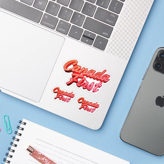 CANADAEERST STICKERS (Laptop met iPhone)
