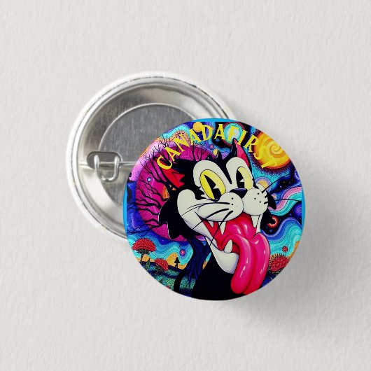 CANADAFIRST CAT RONDE BUTTON 3,2 CM (Voorkant /achterkant)