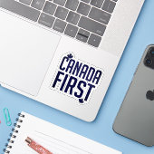 CANADAFIRST NAVY BLUE STICKER (Laptop met iPhone)