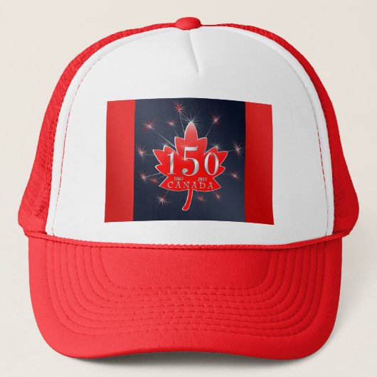 Canada's 150e Maple Leaf & Fireworks Celebration Trucker Pet (Voorkant)