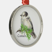 Canada's National Bird Grey Gray Jay, Whiskey Jack Metalen Ornament (Rechts)