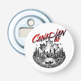Canadees AF Landschap Canoe Maple blad Button Flesopener