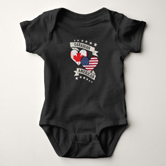 Canadees Amerikaans Hart Vlaggen Canada Amerika Romper (Voorkant)