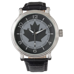 Canadees bladerontwerp voor zwarte aple horloge