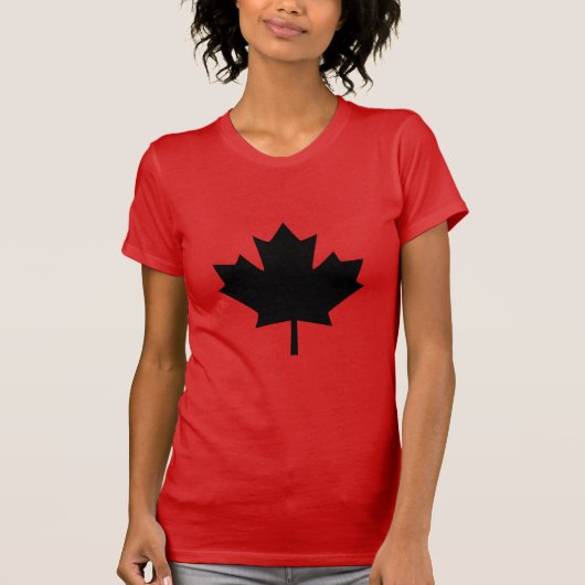 Canadees bladerontwerp voor zwarte aple t-shirt (Voorkant)