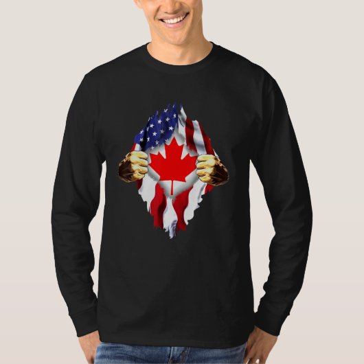 Canadees bloed binnen mij Amerikaanse vlag T-shirt (Voorkant)