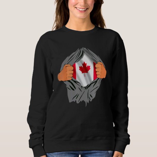 Canadees bloed in me Maple Leaf Canada Flag Ch Trui (Voorkant)