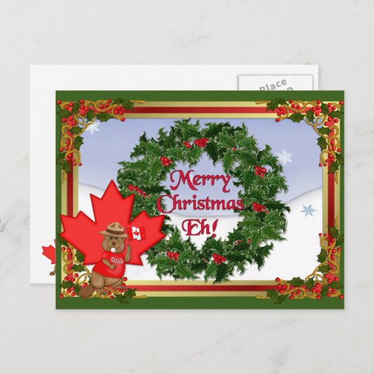 Canadees Briefkaart voor Kerstmis (Voorkant / Achterkant)