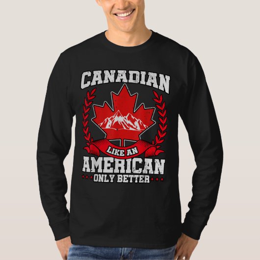 Canadees Canada Vlag Maple Leaf USA Amerikaans T-shirt (Voorkant)