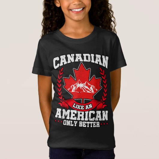 Canadees Canada Vlag Maple Leaf USA Amerikaans T-shirt (Voorkant)