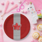 Canadees chroommanleder op koolstofvezelstijlen papieren bordje (Feest)