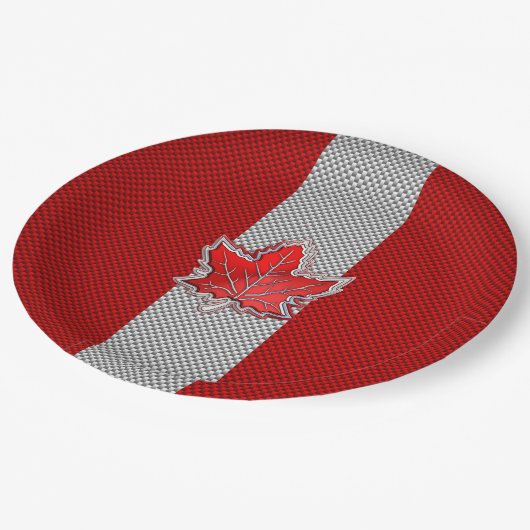 Canadees chroommanleder op koolstofvezelstijlen papieren bordje (Gekanteld)
