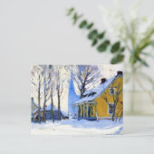 Canadees dorp. Grijze dag Feestdagenkaart (Staand voorkant)