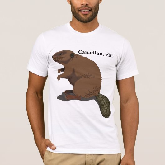 Canadees, eh! Cute Cartoon Beaver T-Shirt (Voorkant)