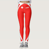 Canadees esdoornblad op rood (omgekeerd) leggings (Voorkant)