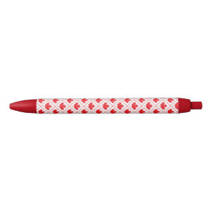 Canadees esdoornblad rood en wit diamantpatroon zwarte inkt pen