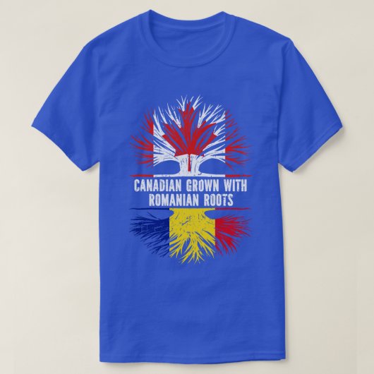 Canadees Gegroeid met Roemeense Roots Canada Vlag T-shirt (Design voorkant)